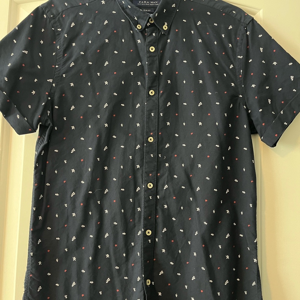 Zara Dark Blue Shirt with Pattern